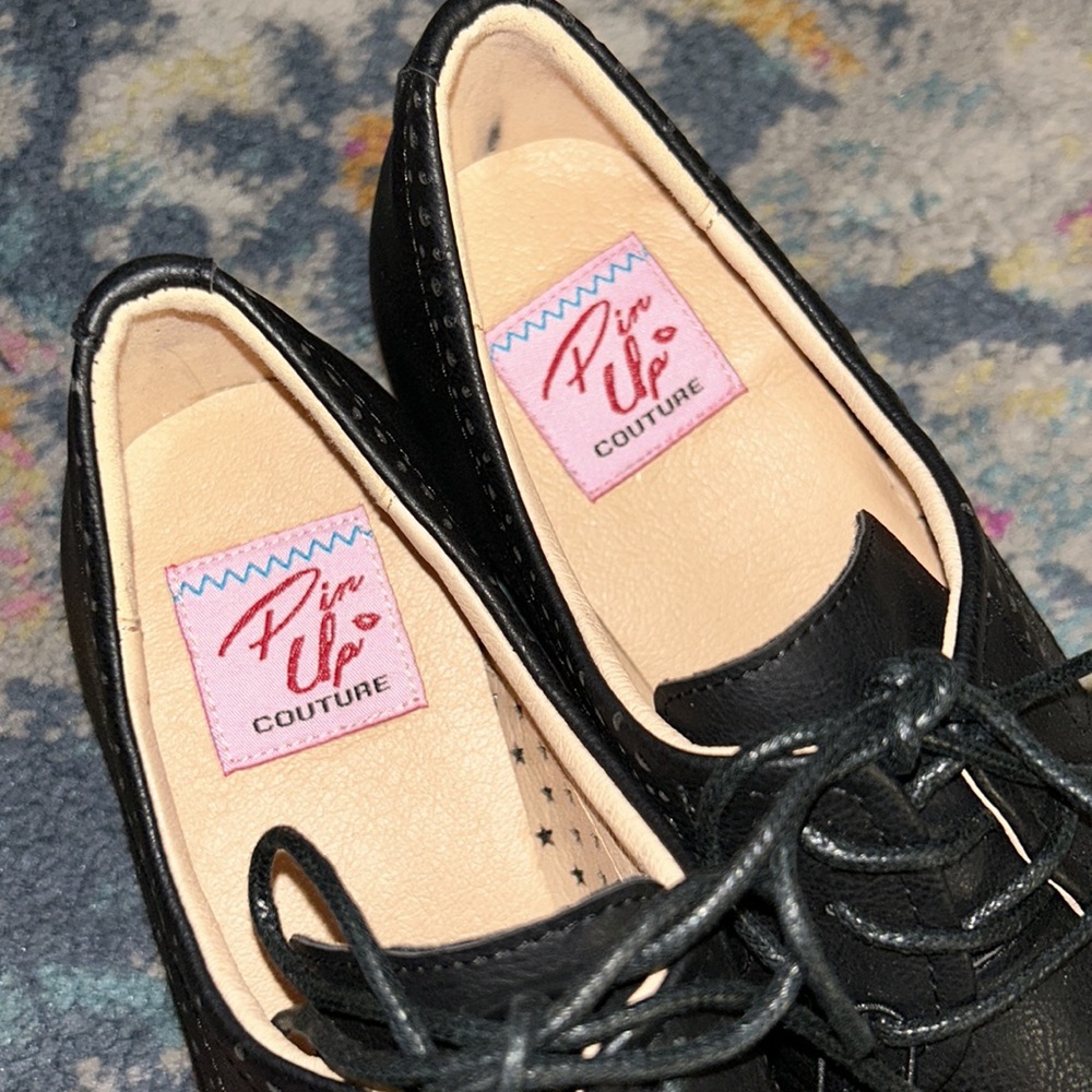 New HEPBURN-26 FAUX LEATHER RETRO WINGTIP HEEL OXFORD SHOES - Picture 6 of 12